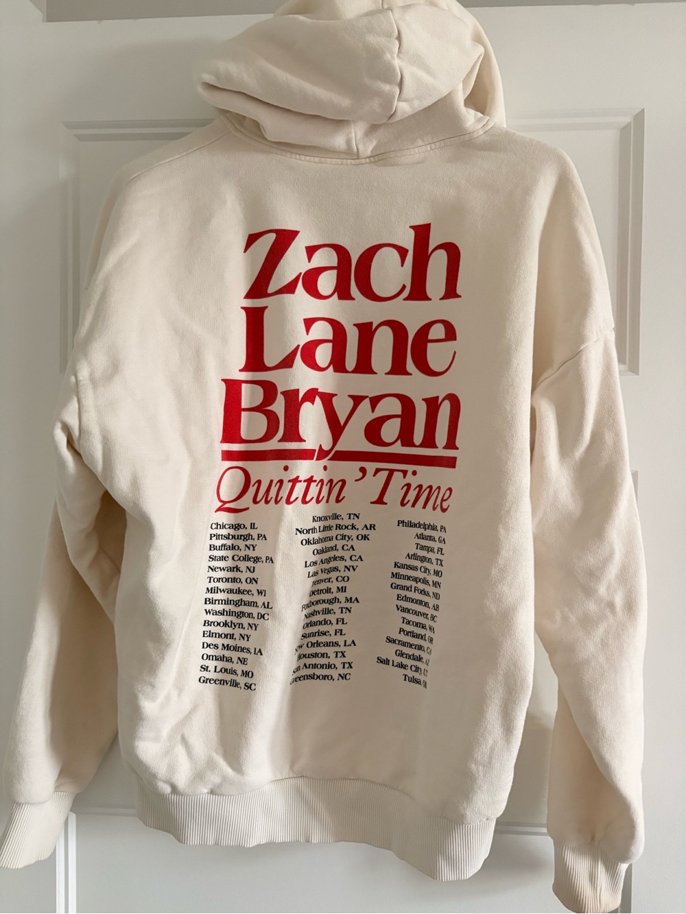 Zach Lane Bryan Quittin' Time tour Cream Crewneck Hoodie